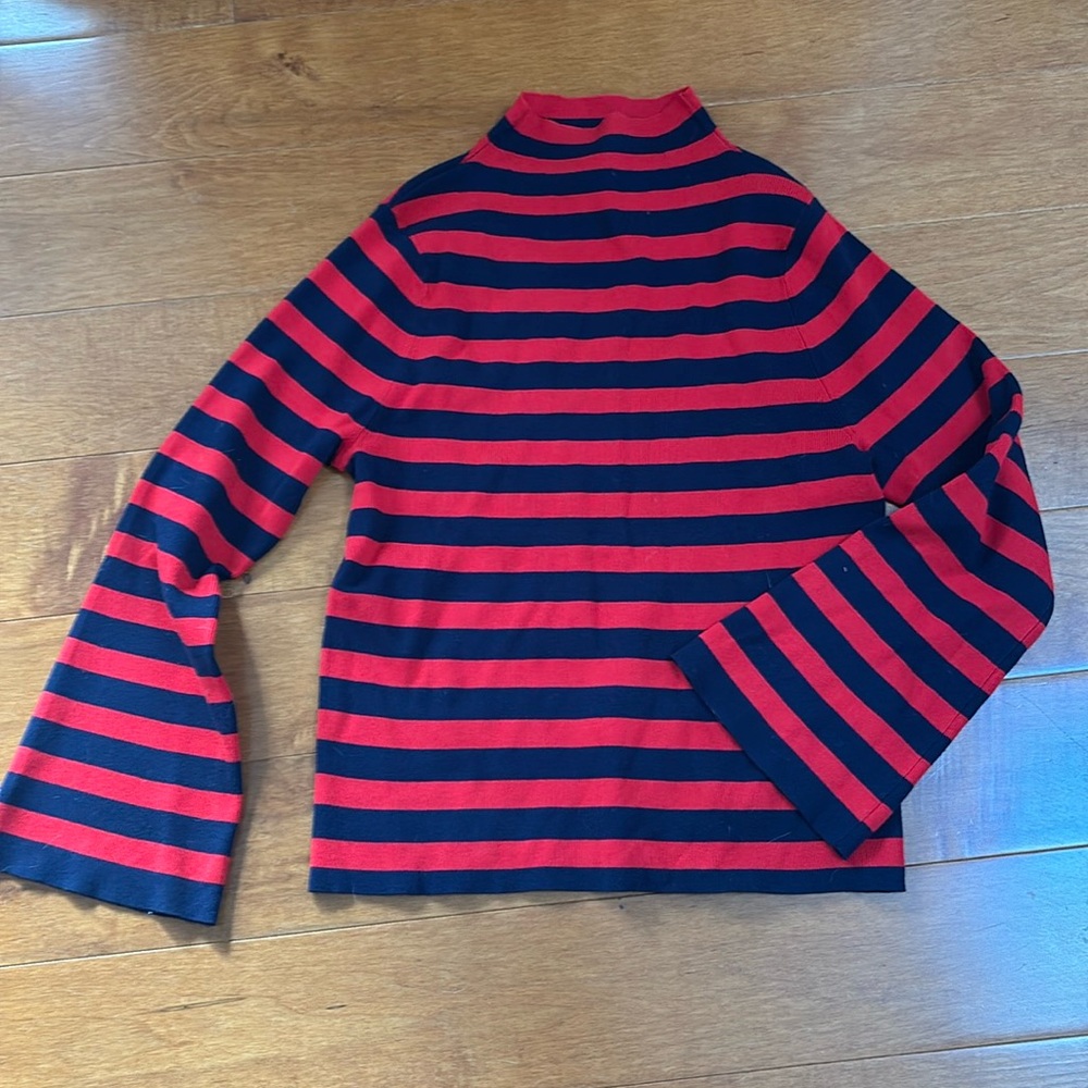 Anthro Maeve Red and Blue striped sweater size 1X